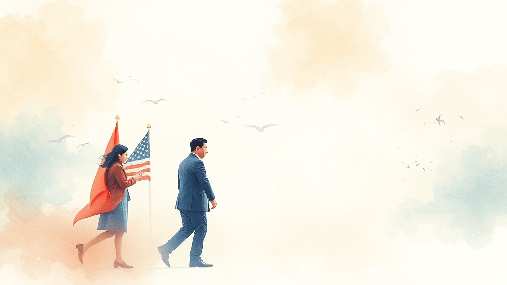 미중 정상회담과 한중 관계 (watercolor 스타일)