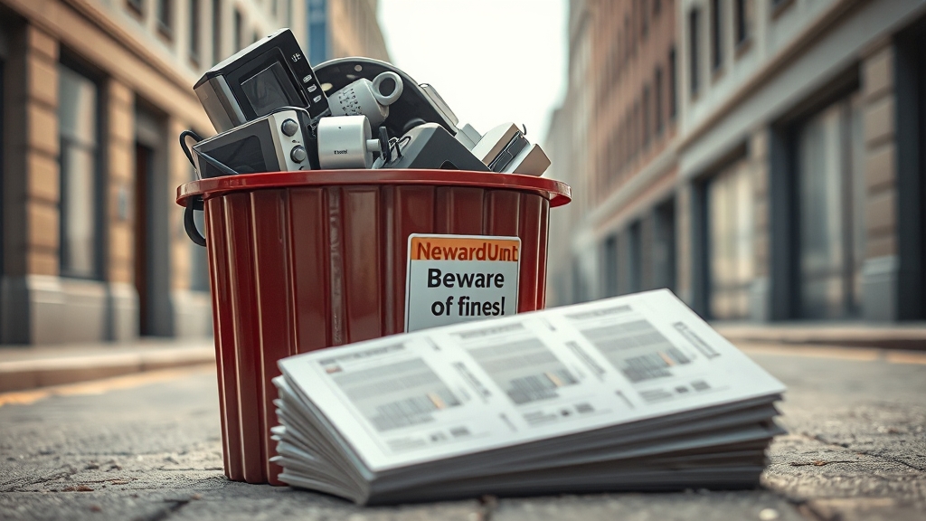 폐기 시 주의사항 및 재활용 (realistic 스타일)