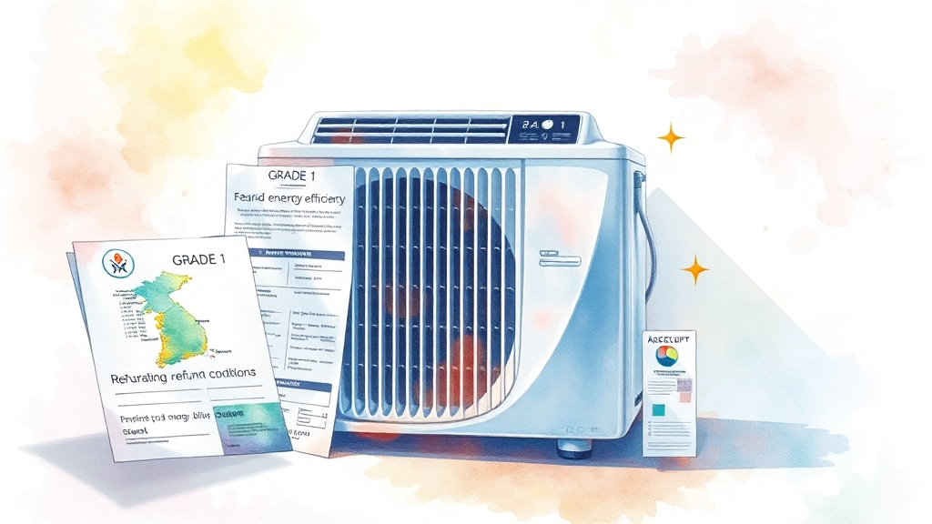 환급 대상 에어컨 조건 및 등급 (watercolor 스타일)