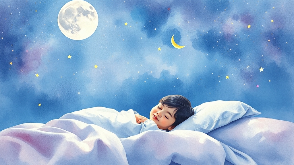 수면, 성장호르몬 분비의 핵심 (watercolor 스타일)