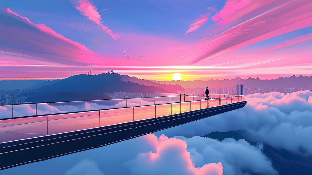 용마산 스카이워크에서 인생 사진 남기기 (illustration 스타일)