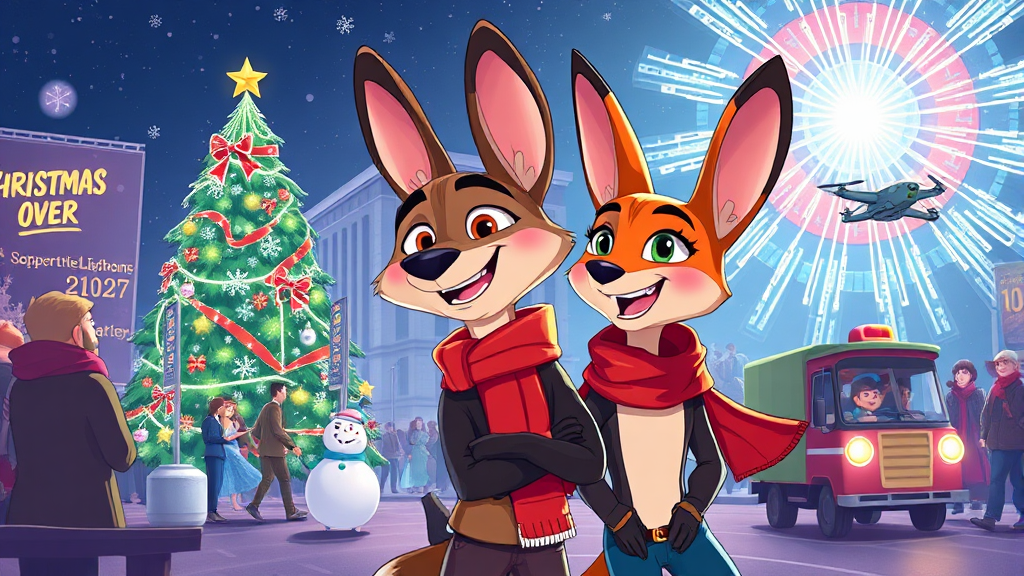 퍼레이드와 트리 점등식, 놓칠 수 없지! (illustration 스타일)