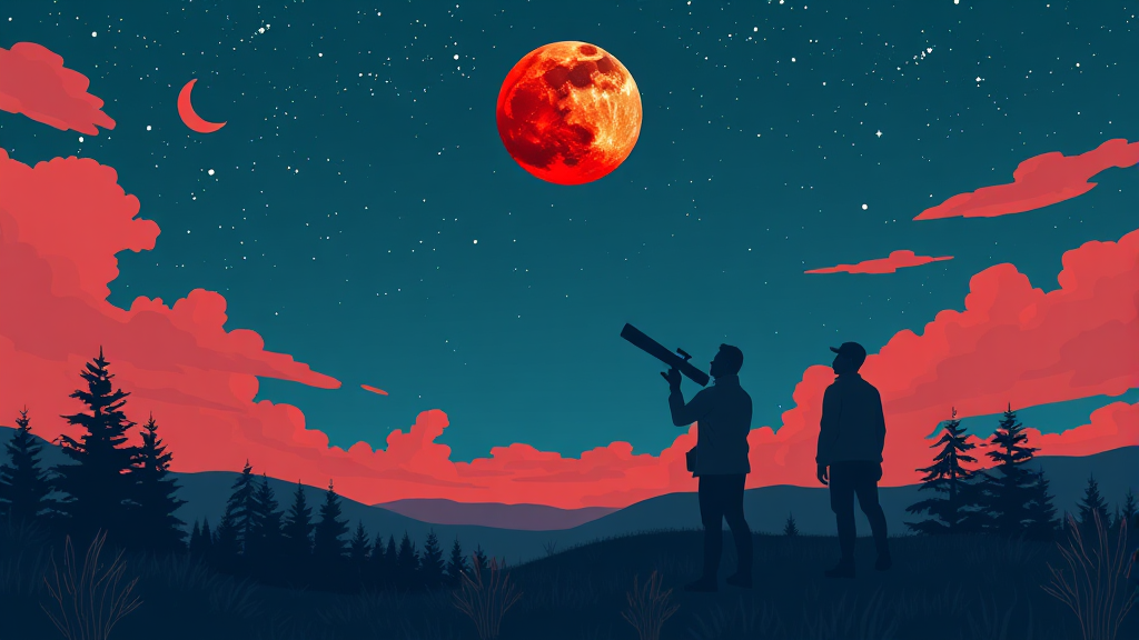 놓치면 후회! 전국 개기월식 관측 행사 및 명소 (illustration 스타일)