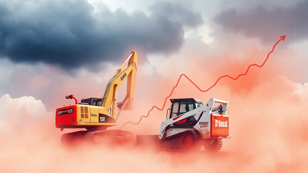 두산밥캣 투자 시 리스크 요인 (watercolor 스타일)