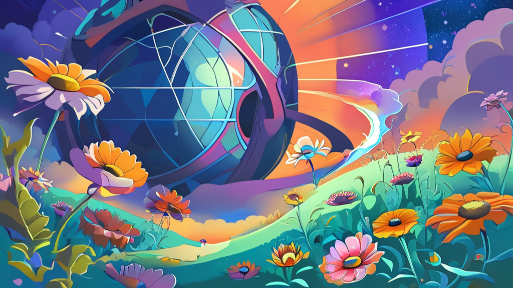 시간 여행자의 정원: 과거와 현재를 잇는 특별한 공간 (cartoon 스타일)