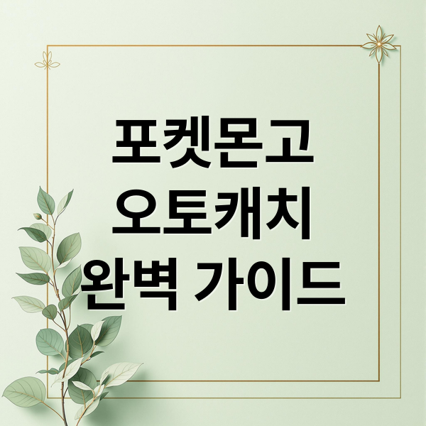 포켓몬고
오토캐치
완벽 가이드 (포켓몬고 오토캐치)
