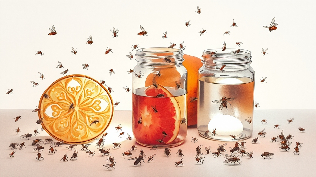 초파리 트랩 종류 (watercolor 스타일)