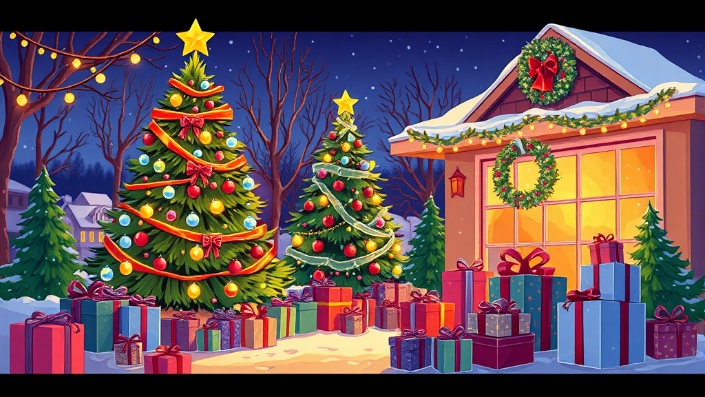 인기 크리스마스 장소: 트리 & 포토존 명당 (cartoon 스타일)