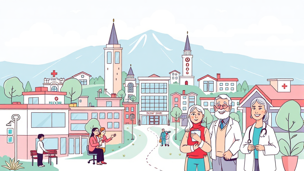 건강 관리 시스템 및 의료 지원 (illustration 스타일)