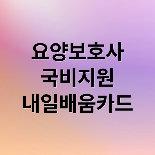 요양보호사
국비지원
내일배움카드 (요양보호사 교육 내일배움카드 발급)