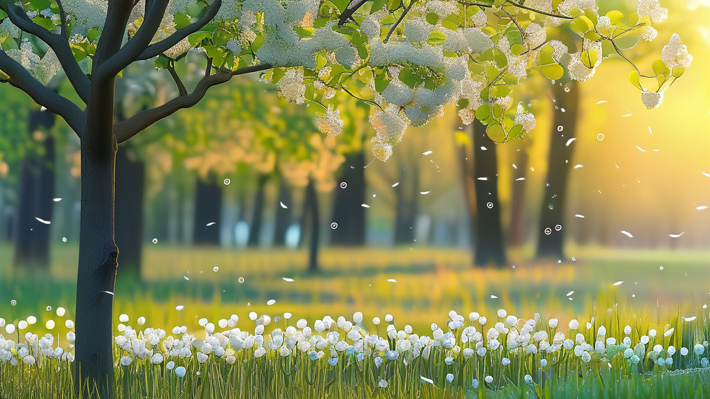 봄철 꽃가루, 건강에 미치는 영향 (realistic 스타일)