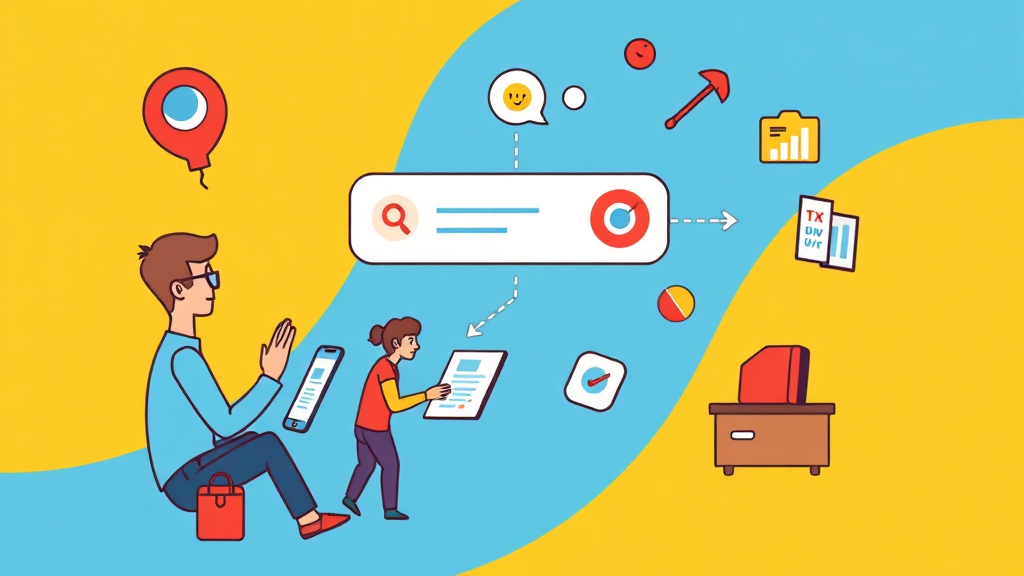 검색 의도를 파악하는 키워드 전략 (cartoon 스타일)