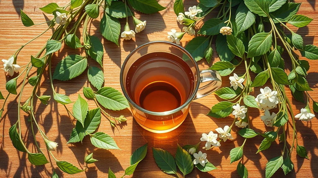 둥글레차: 휴식과 건강 (realistic 스타일)