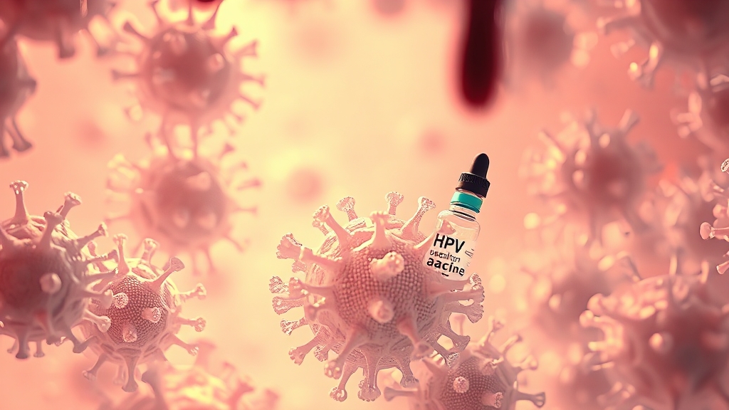 HPV 바이러스와 자궁경부암 (realistic 스타일)