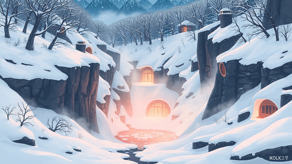 온천 주변, 놓치지 말아야 할 곳! (illustration 스타일)