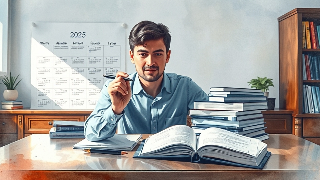 2025 시험 일정 및 전략 (watercolor 스타일)