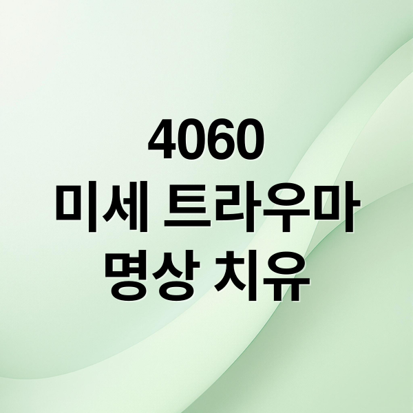4060
미세 트라우마
명상 치유 (​4060 미세 트라우마 치유를 위한 명상 루틴 가이드)