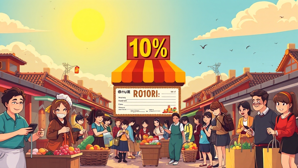 전통시장 활성화 기여 (cartoon 스타일)