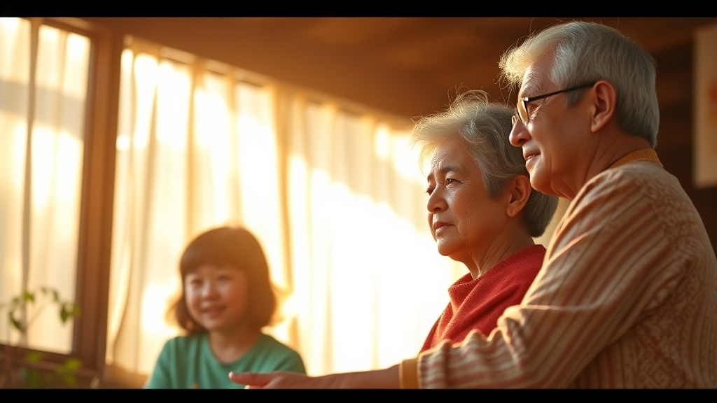 분야별 핵심 정부 지원금: 청년, 육아, 어르신 (realistic 스타일)