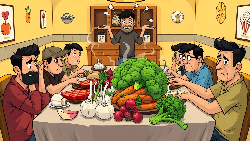 냄새 심화시키는 음식 & 습관 (cartoon 스타일)