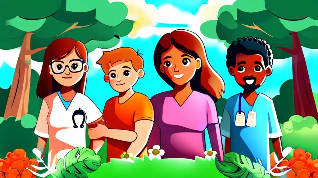 병원비 지원금 외 아이 건강을 위한 추가 혜택 (cartoon 스타일)