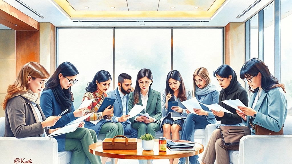 미국 비자 신청 절차 안내 (watercolor 스타일)