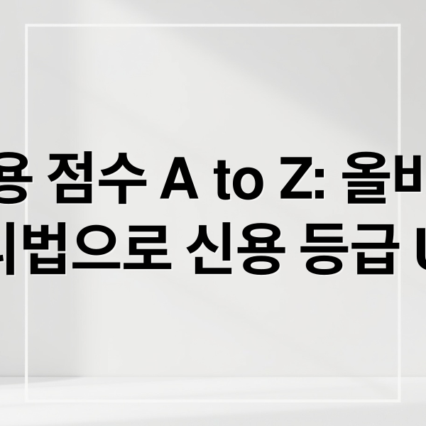 신용 점수 A to Z: 올바른 관리법으로 신용 등급 UP! (신용점수 올리는 방법 대출 이자 절약)