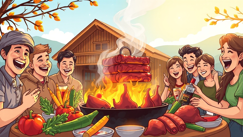 바비큐 & 식사: 맛있는 추억 (cartoon 스타일)