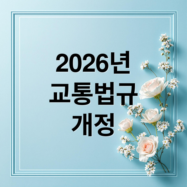2026년
교통법규
개정 (26년부터 바뀌는 도로교통법이 뭐가 있는지 자세히 알려줘)