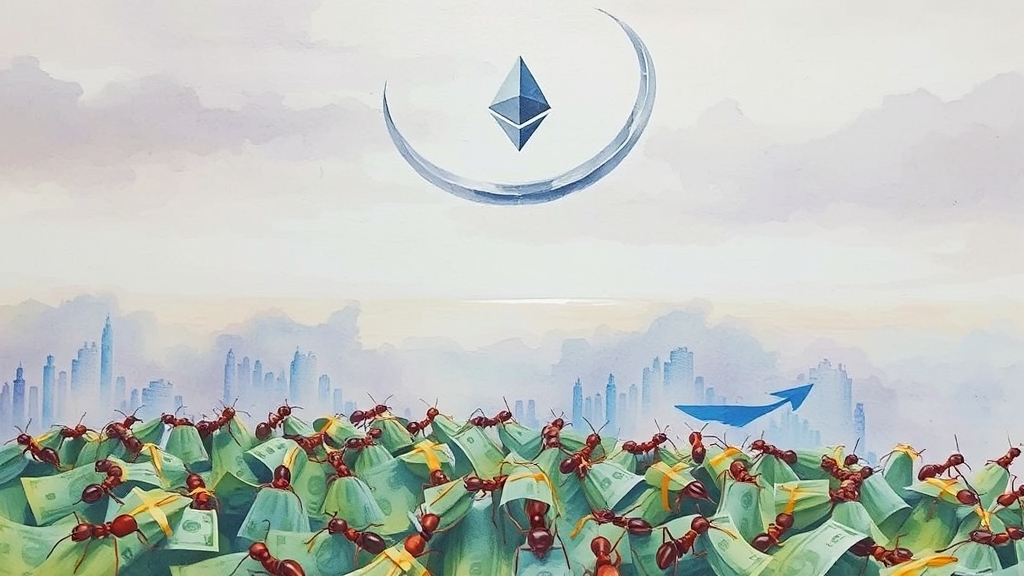 이더리움 가격과 주가 연관성 (watercolor 스타일)