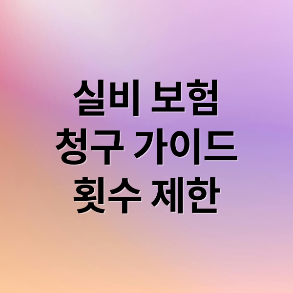 실비 보험
청구 가이드
횟수 제한 (실비 보험 청구 횟수 제한)