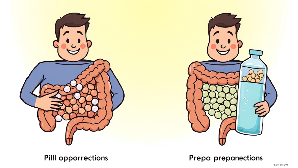 장 정결제 종류 및 선택 (cartoon 스타일)