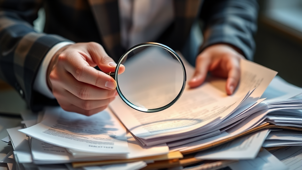 서류 준비, 꼼꼼하게! (realistic 스타일)