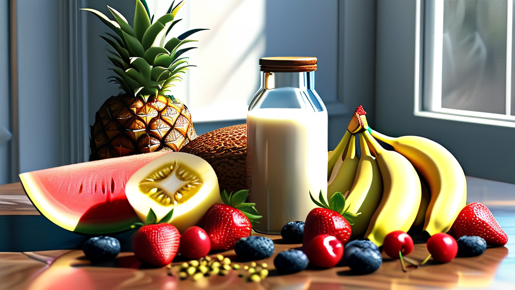 요산 수치를 낮추는 핵심 식재료 (realistic 스타일)