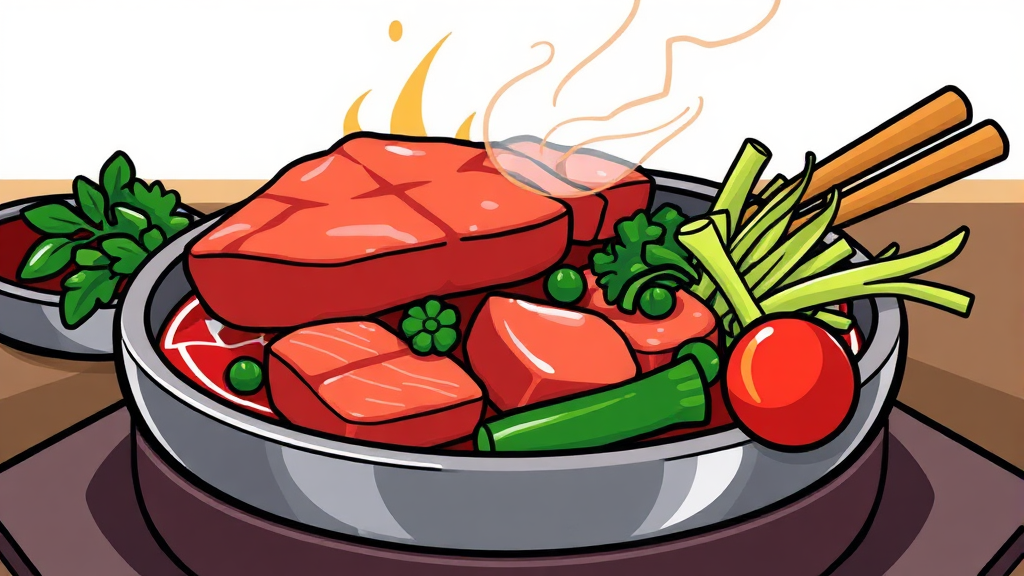 유메마루 스키야키 맛 평가 (cartoon 스타일)