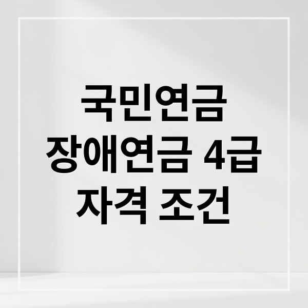 국민연금
장애연금 4급
자격 조건 (국민연금 장애연금 4급 신청방법)
