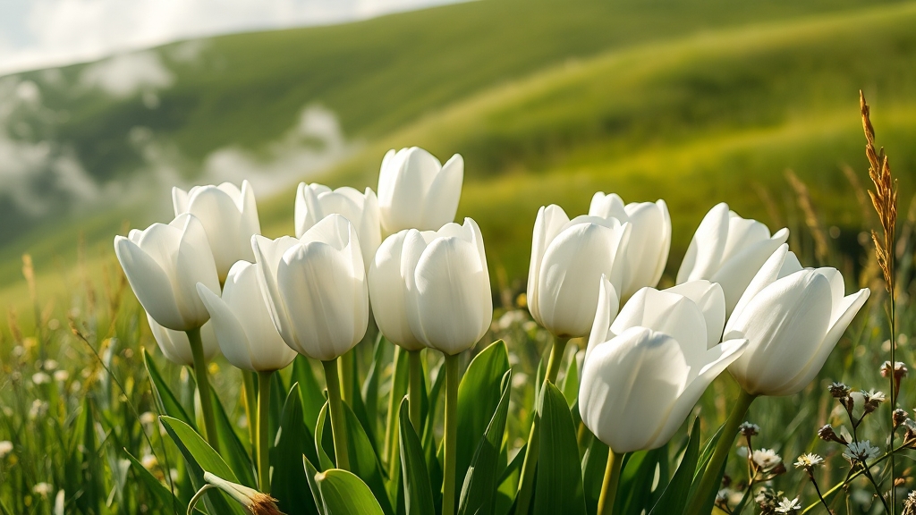 하얀 튤립: 순수와 용서 (realistic 스타일)