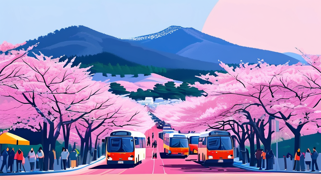 교통, 주차, 셔틀버스: 똑똑하게 축제 즐기기 (illustration 스타일)