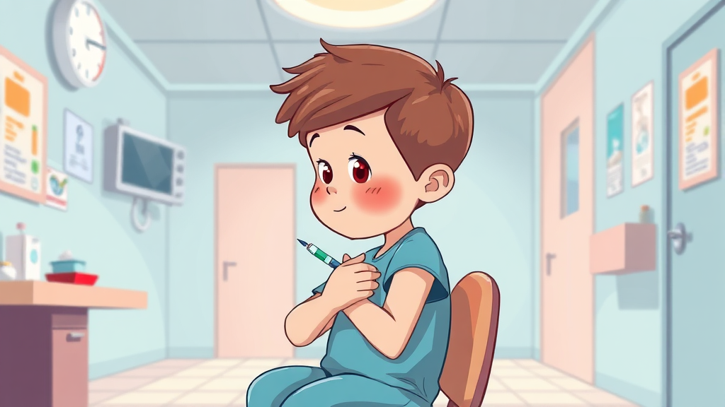 A형 간염 예방접종 과정 및 주의사항 (illustration 스타일)