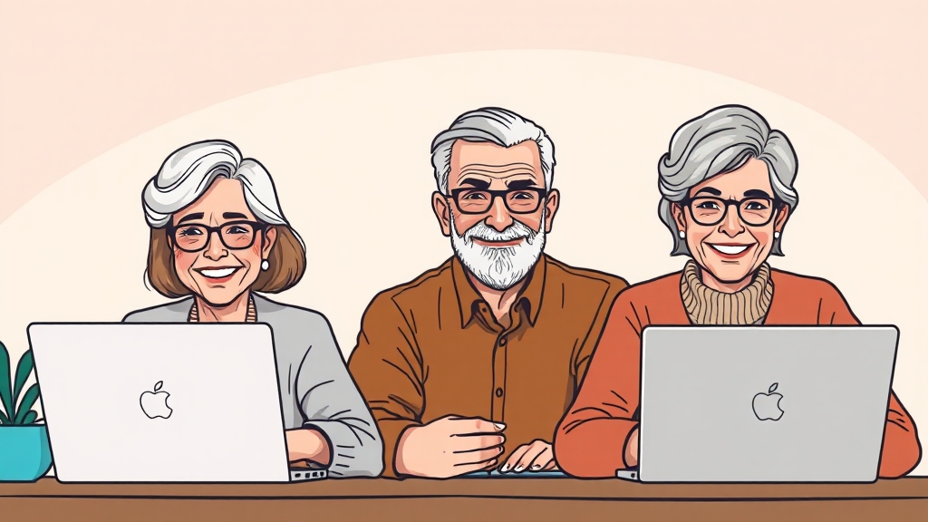 중장년 전용 취업 사이트 BEST 5 (illustration 스타일)