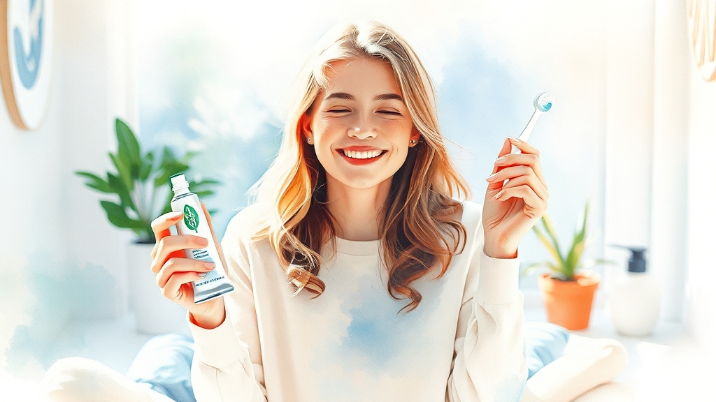 구강청결제 올바른 사용법 (watercolor 스타일)