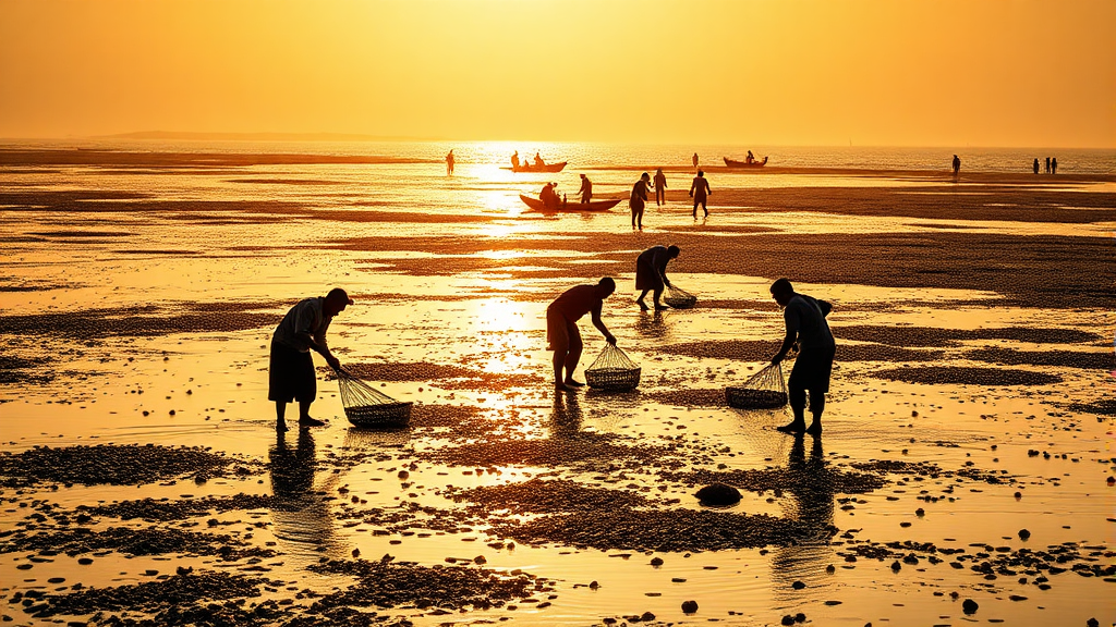 물때에 따른 최적 활동 시간 (realistic 스타일)