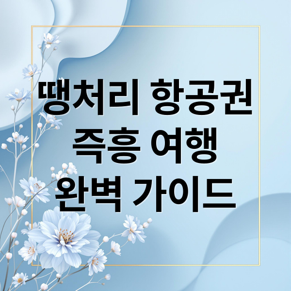 땡처리 항공권
즉흥 여행
완벽 가이드 (땡처리 항공권)