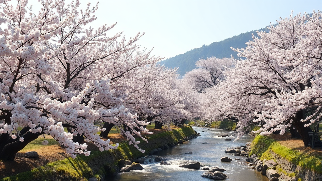 공주 동학사 & 천안 북면 벚꽃길 (realistic 스타일)