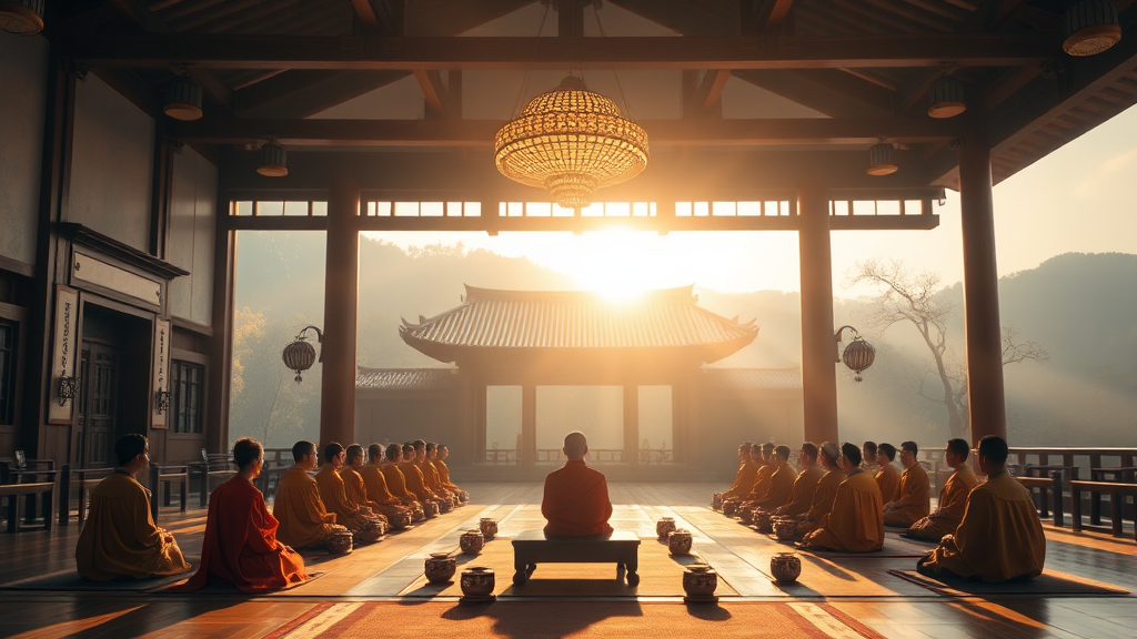 백양사 템플스테이 후기: 새벽 예불부터 다도 체험까지 (realistic 스타일)