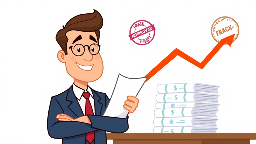 대출 승인을 위한 핵심 요소와 준비 서류 (cartoon 스타일)