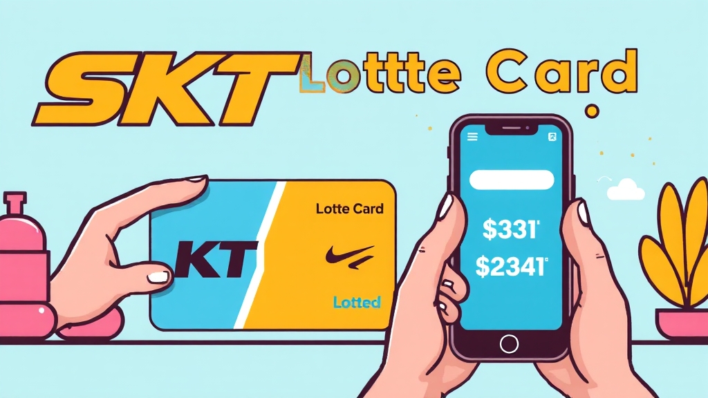 SKT 롯데 텔로 SE 카드 혜택 (cartoon 스타일)