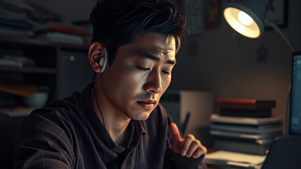 이명의 주요 원인 분석 (realistic 스타일)