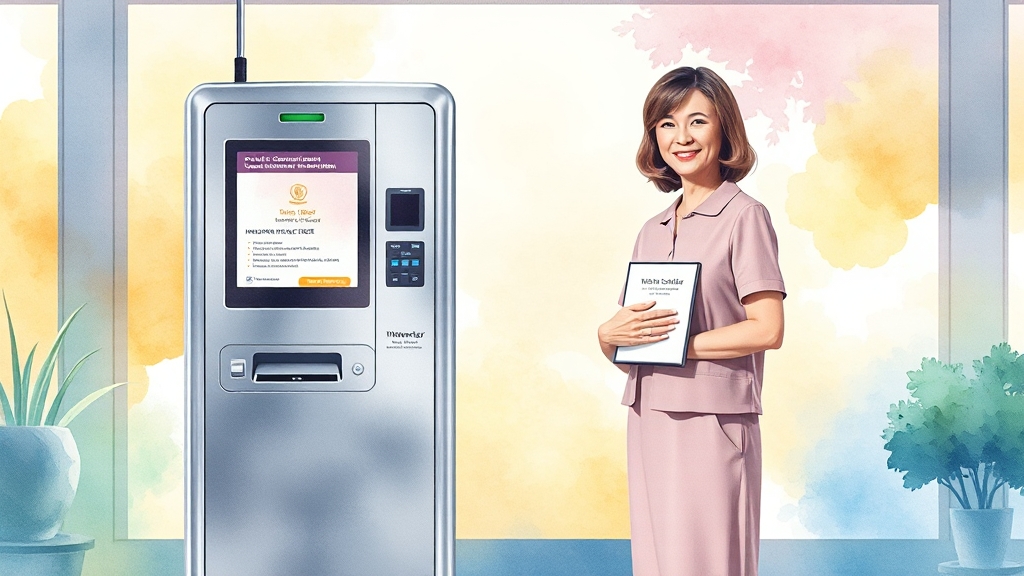 오프라인 발급: 주민센터 & 발급기 (watercolor 스타일)