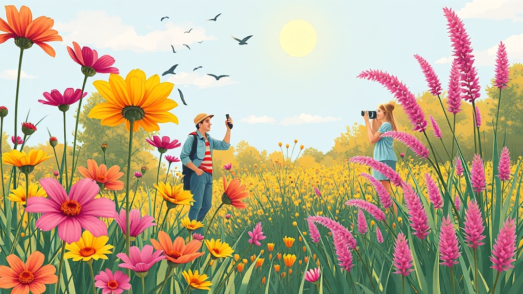 가을꽃 축제: 전국 가을꽃 명소 (illustration 스타일)